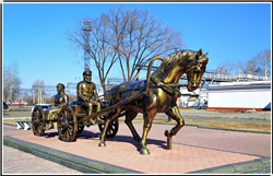 銅馬拉車銅雕塑 銅馬拉車銅雕塑