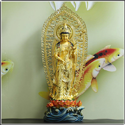 小型貼金觀音銅像 小型貼金觀音銅像