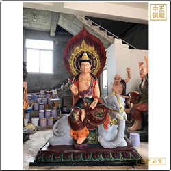 純銅鎏金文殊普賢菩薩像 純銅鎏金文殊普賢菩薩像