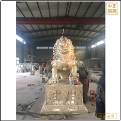 銅獅子踩球踩獅子擺件 銅獅子踩球踩獅子擺件