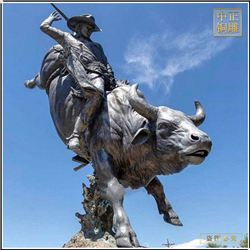 牛仔與斗牛銅雕塑 牛仔與斗牛銅雕塑