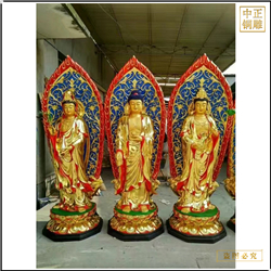 供應帶背光西方三圣銅佛像廠家 供應帶背光西方三圣銅佛像廠家