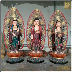 寺廟西方三圣銅像擺件 寺廟西方三圣銅像擺件