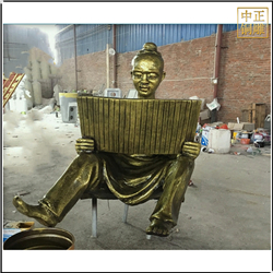 校園古代人物看書(shū)卷銅雕塑